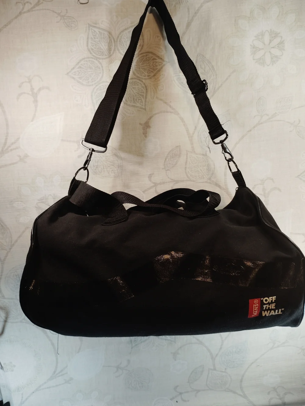 Vans Black Duffel Bag with Subtle Gloss Accent 